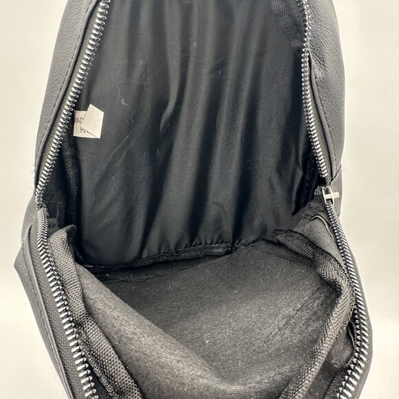 Mini Black Backpack With Zippered Pockets & Adjustable Straps - Picture 3 of 5